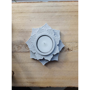 Waxinelichthouder lotusbloem grijs