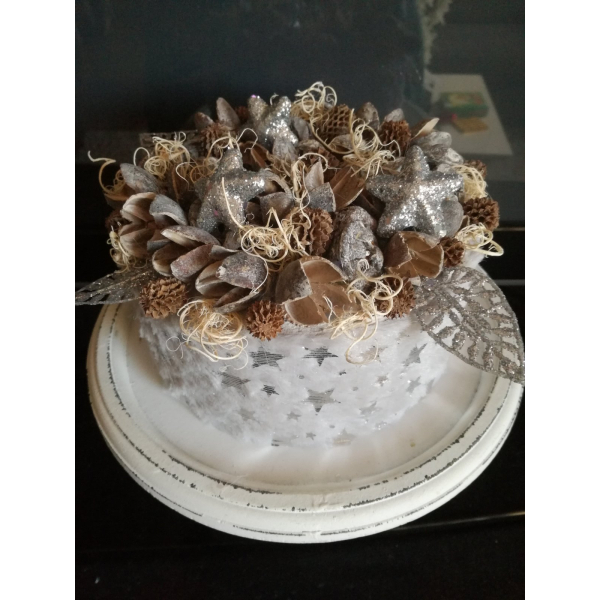 Kersttaart grijs groot